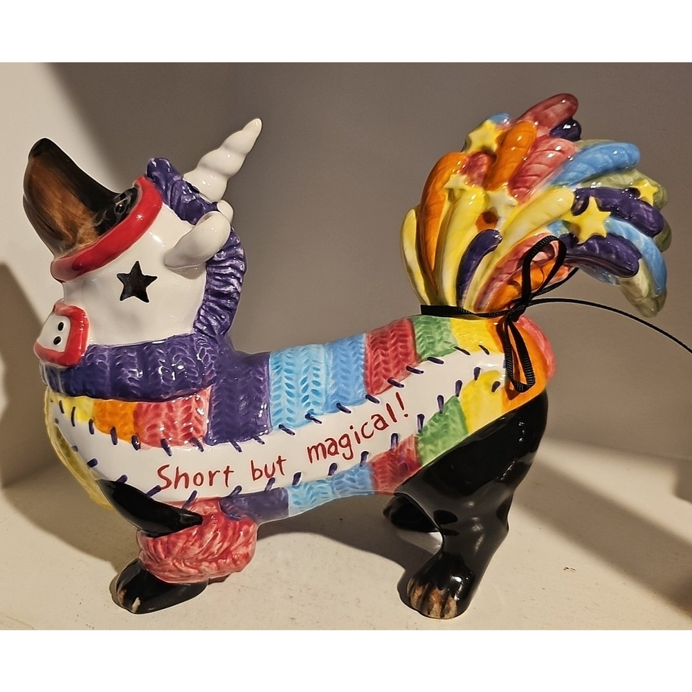 DACHSHUND UNICORN 10” Ceramic Figurine Blue Sky Clayworks Short But Magical NEW